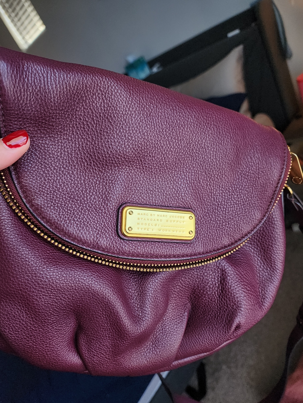 Marc by Marc Jacobs Plum Pebbled Leather Crossbody with Gold Hardware - Picture 6 of 6